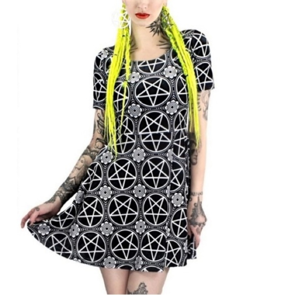 Killstar velvet pentagram skater dress